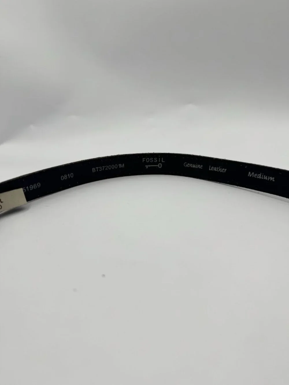 Fossil Black Stretch Leather Rhinestone Skinny Belt Medium